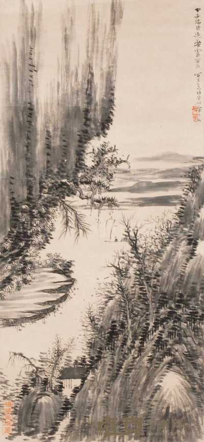 姚华 甲子（1924年）作 山水 立轴 63×30cm